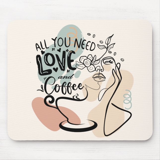 Mousepad Ilustrações estéticas, café feminino (Frente)