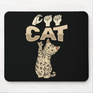 Mousepad ILY Cat ASL Gesto manual surdo audição perda de au