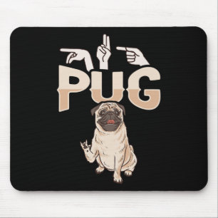 Mousepad ILY Pug ASL Gesto manual surdo perda auditiva Awar