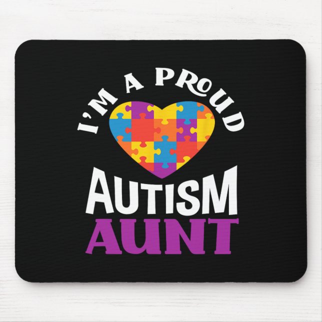 Mousepad I'm A Proud Autism Aunt Puzzle Heart Autism Awaren (Frente)