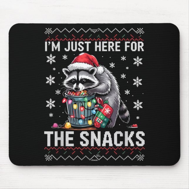 Mousepad I'm Just Here For Snacks Raccoon Christmas Kids To (Frente)