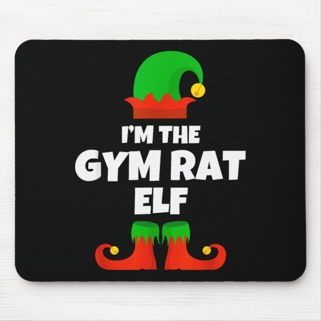 Mousepad I'm The Gym Rat Elf Family Pajama Christmas Fitnes (Frente)