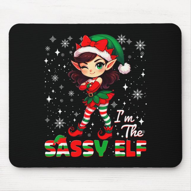 Mousepad Im The Sy Elf Cute Snowflake Christmas Xmas Girl W (Frente)