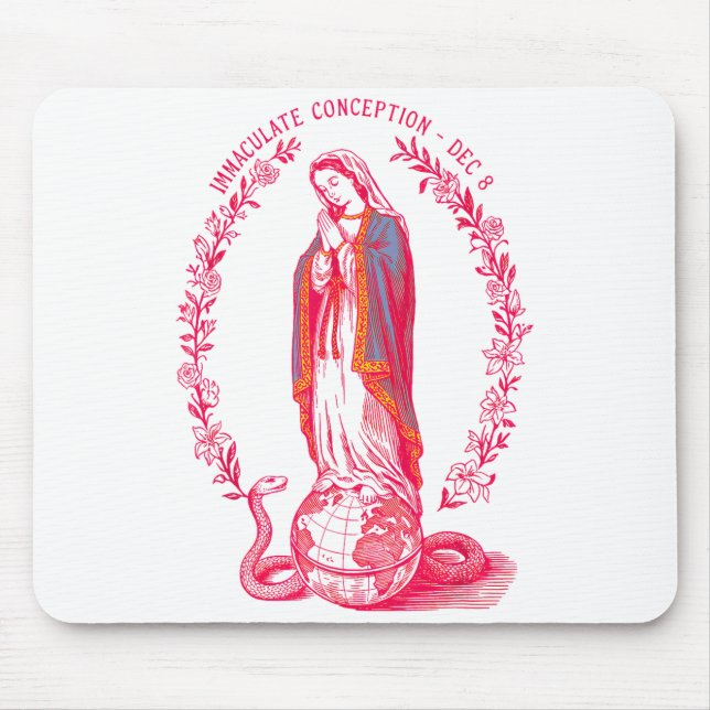 Mousepad Imaculada Conceição 8 de dezembro Virgem Maria Cat (Frente)