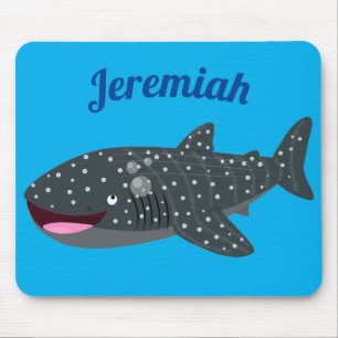 Mousepad Imagem animada feliz de tubarão-baleia-branca