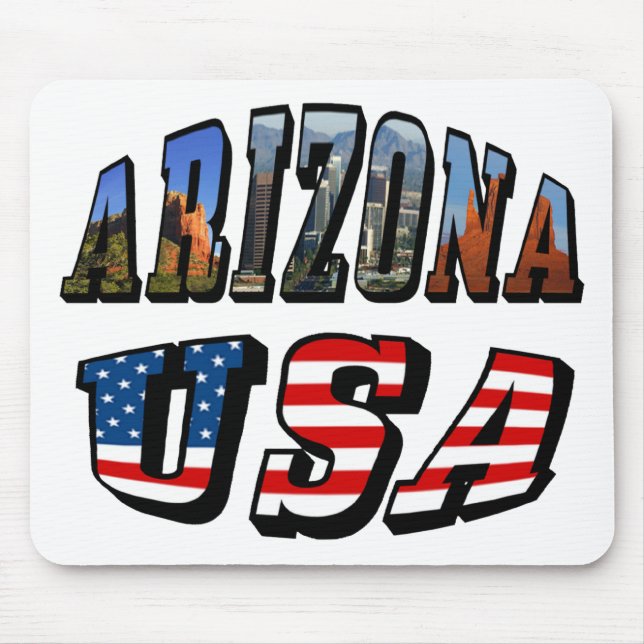 Mousepad Imagem de arizona e Texto de Sinalizador EUA (Frente)
