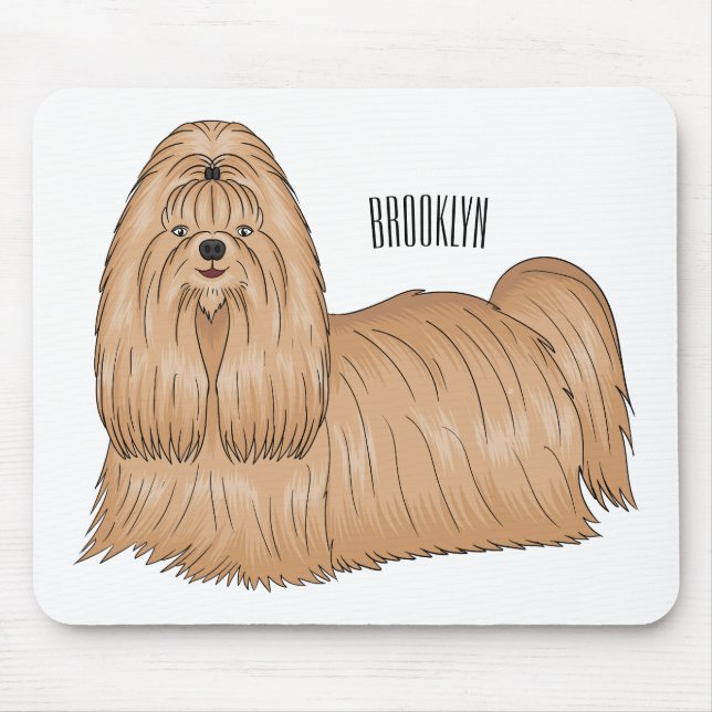 Mousepad Imagem de desenho animado de cabelos longos Shih t (Frente)