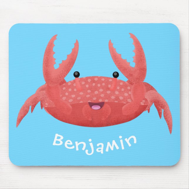 Mousepad Imagem de desenho animado de caranguejo vermelho-b (Frente)