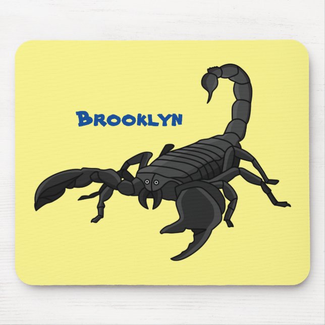 Mousepad Imagem de desenho animado de escorpião preto (Frente)