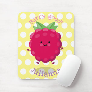 Mousepad Imagem de desenho animado de framboesa feliz
