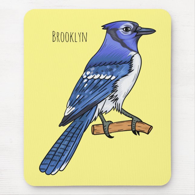 Mousepad Imagem de desenho animado de pássaro azul (Frente)