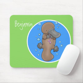 Mousepad Imagem de desenho animado de platypus de bebê feli