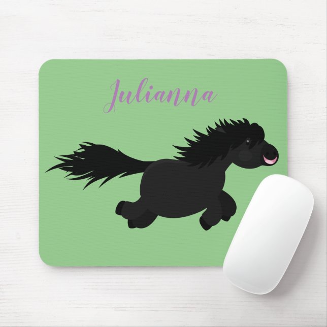 Mousepad Imagem de desenho animado de pônei preto-branco (Com mouse)