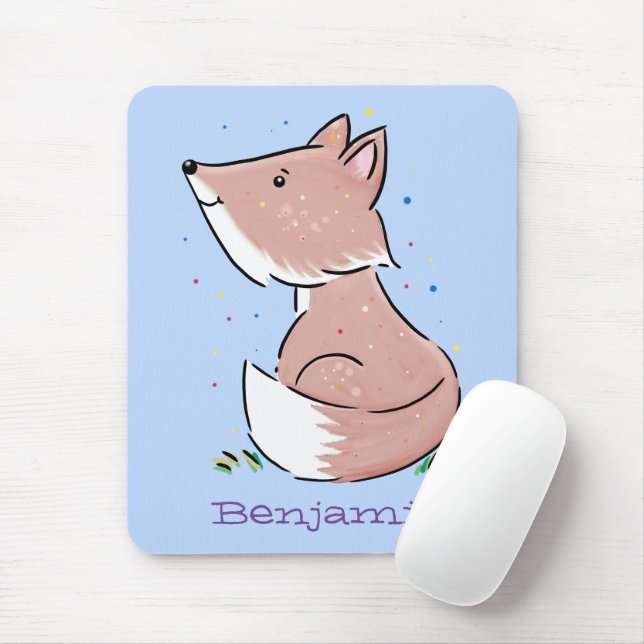 Mousepad Imagem de desenho animado de raposas de bebês (Com mouse)