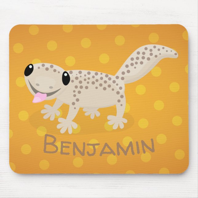 Mousepad Imagem de desenho animado de uma lagartixa pintada (Frente)