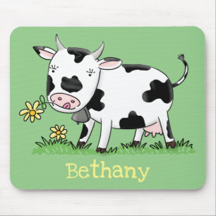 Mousepad Imagem de desenho animado de uma vaca em verde
