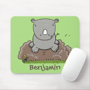 Mousepad Imagem de desenho animado do bebê rhino bonito
