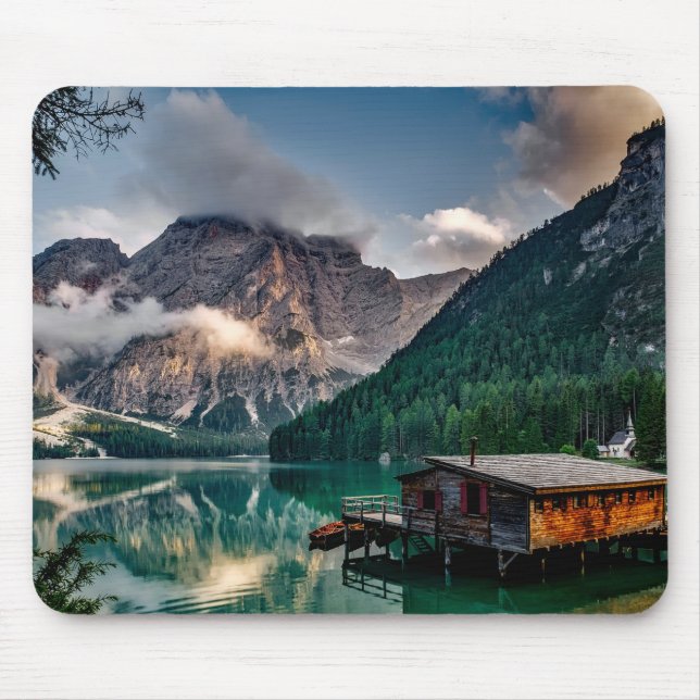 Mousepad Imagem de Paisagem do Lago de Montanhas Italianas (Frente)