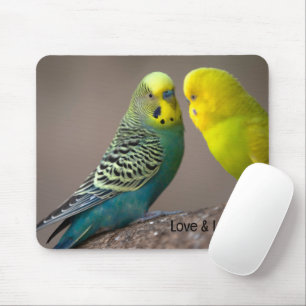 Mousepad Imagem de papagaios de Amor e Texto de Amor no Mou