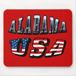 Mousepad Imagem do Alabama e bandeira dos EUA Font
