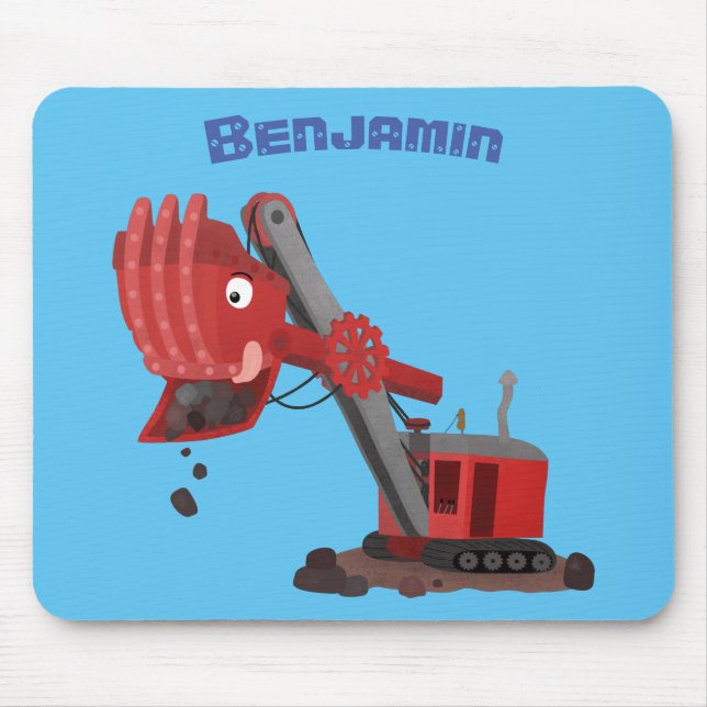 Mousepad Imagem do desenho animado da pá-pá-vapor vermelha, (Frente)