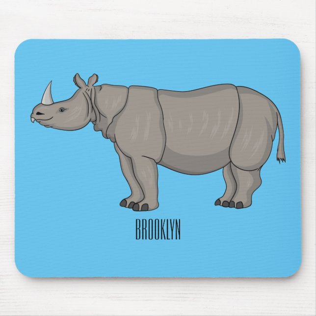 Mousepad Imagem do desenho animado de Javan rhinoceros (Frente)