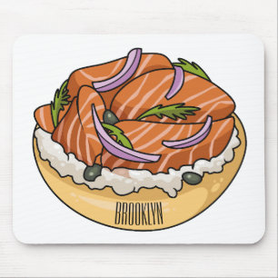 Mousepad Imagem do desenho animado do bagel de salmão