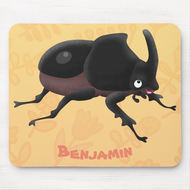 Mousepad Imagem do desenho animado do besouro da rinoceront (Frente)