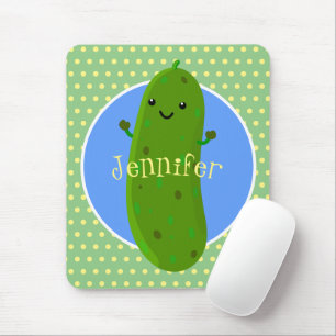 Mousepad Imagem do desenho animado do pepino verde-esverdea