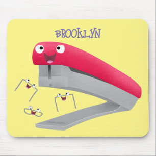 Mousepad Imagem do desenho animado vermelho-feliz grampeado