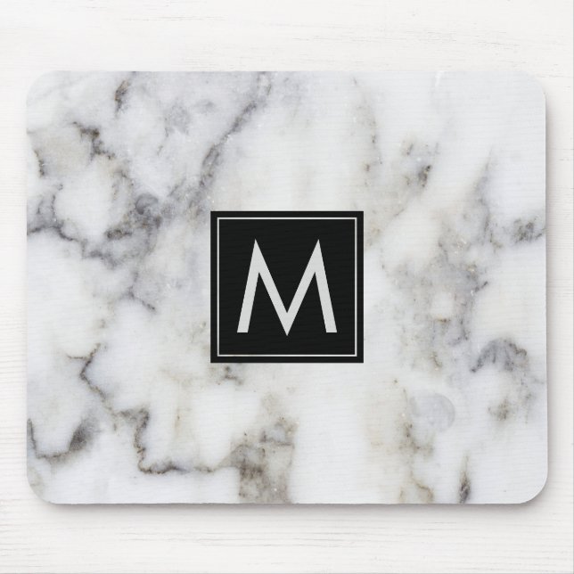 Mousepad Imagem Do Monograma Da Pedra Branca De Marble (Frente)