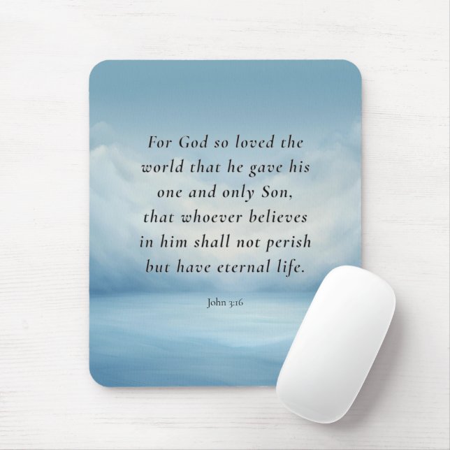 Mousepad Imagem do versículo bíblico João 3:16 (Com mouse)