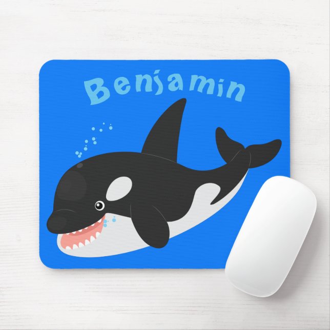 Mousepad Imagem engraçada de desenho animado de orca (Com mouse)