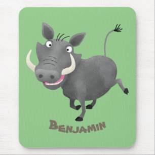 Mousepad Imagem engraçada de desenho animado de porco-branc