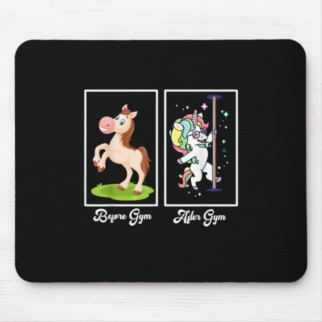 Mousepad Imagem Engraçada Do Unicórnio Antes Do Gym (Frente)