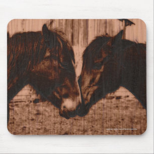 Mousepad Imagem equina com efeito de combustão da madeira e
