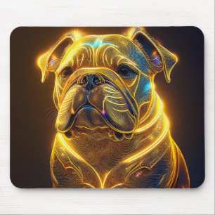 Mousepad Imagem Fantasia Bulldog Inglês Amarelo Neon