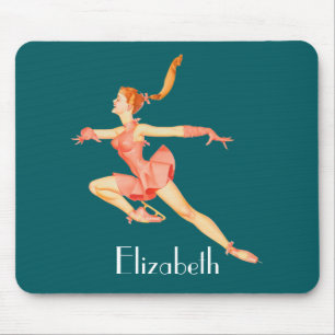 Mousepad Imagem Vintage de Um Patinador Figura em Um Equipa