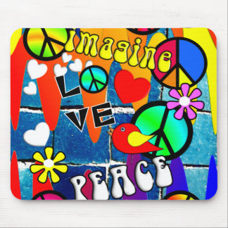 Mousepad Imagine símbolos de paz retros