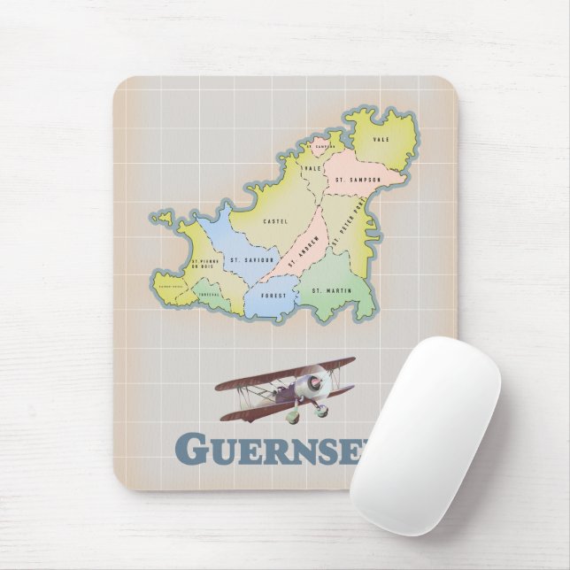 Mousepad íman de mapa antigo de Guernsey (Com mouse)