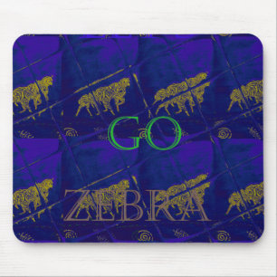 Mousepad Impressão Abstrato "Vamos Ir Zebra" azul francês