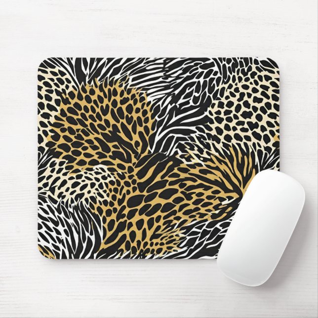 Mousepad Impressão animal mista Zebra Leopard Tiger Mistura (Com mouse)