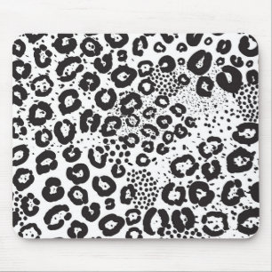 Mousepad Impressão Animal Preto Branco Leopardo da Neve Gue