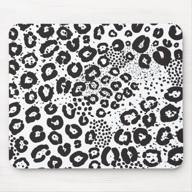 Mousepad Impressão Animal Preto Branco Leopardo da Neve Gue (Frente)