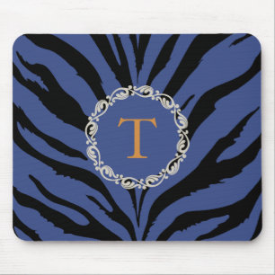 Mousepad Impressão azul do tigre com monograma