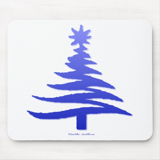 Mousepad Impressão Azul-Estêncil de Árvore de Natal Moderno (Frente)