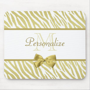 Mousepad Impressão branco e Dourado glamoroso da zebra com