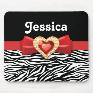 Mousepad Impressão branco preto glamoroso da zebra, arco
