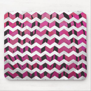 Mousepad Impressão Chevron Tiger, Rosa e Preto