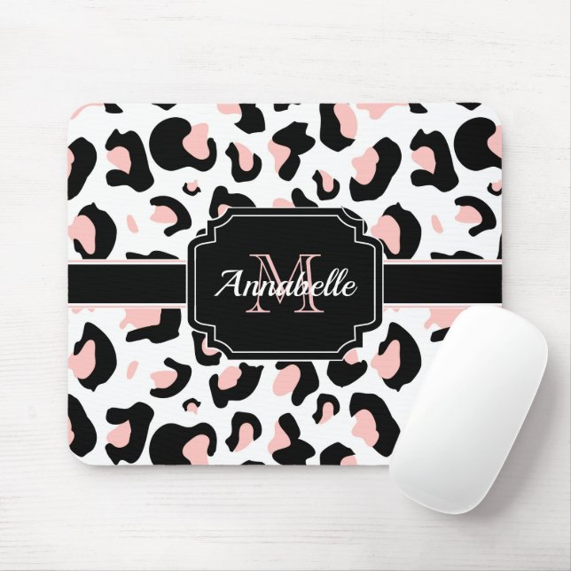 Mousepad Impressão cor-de-rosa do leopardo (Com mouse)
